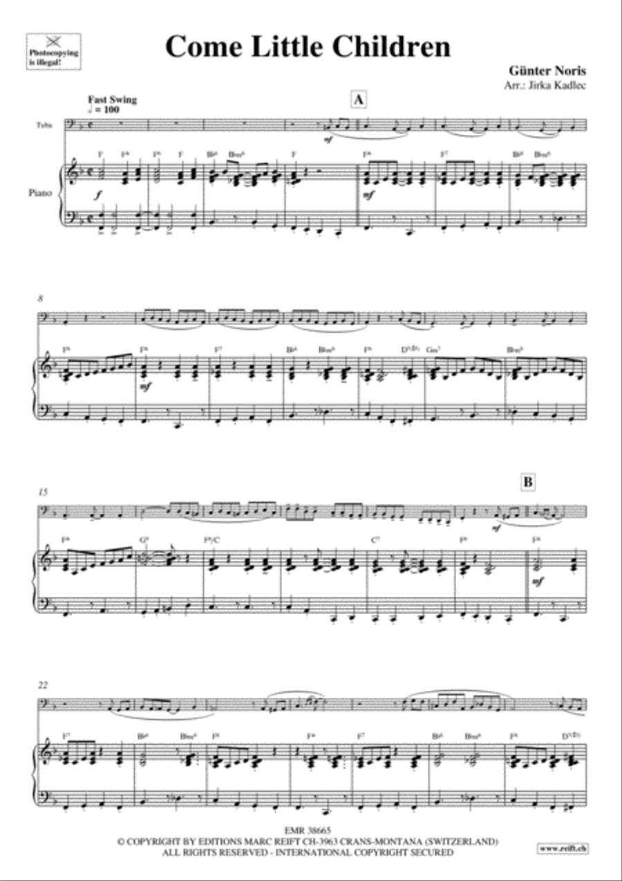 Come Little Children Tuba scores gallery preview page 4