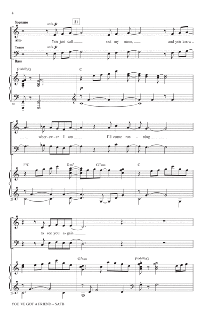 You've Got A Friend (arr. Mac Huff) 4-Part scores gallery preview page 3