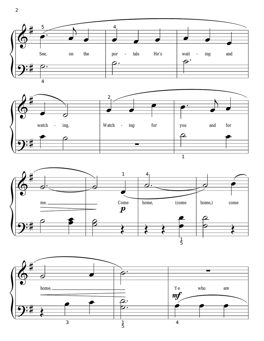 Softly And Tenderly (arr. Phillip Keveren) Easy Piano scores gallery preview page 2