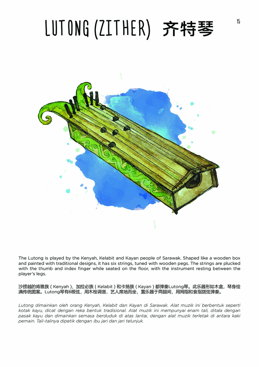 Book cover for Sape' (Lute) and Lutong (Zither) from Sounds of Borneo for Piano