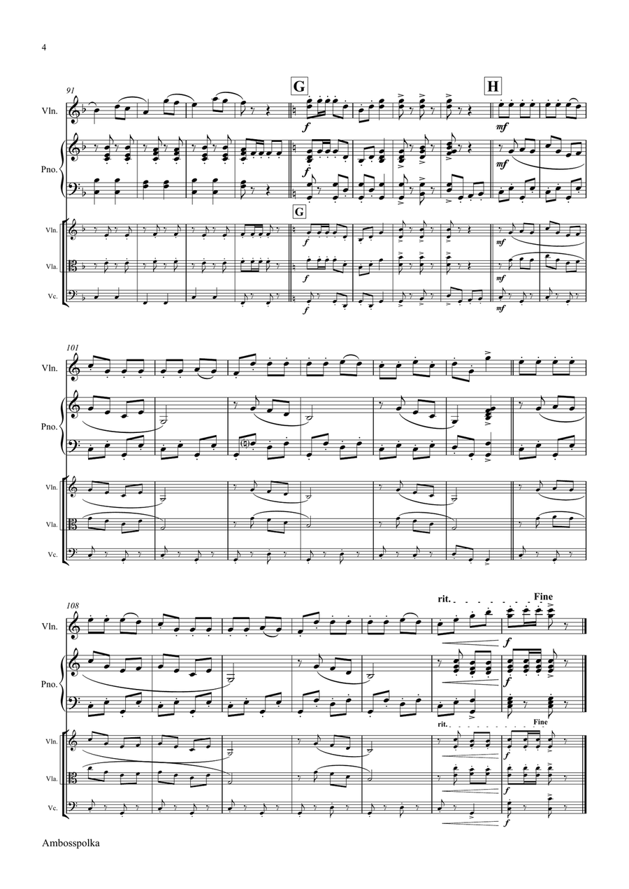 Amboss-Polka - German Polka - Oktoberfest - Violin Piano String Orchestra scores gallery preview page 4