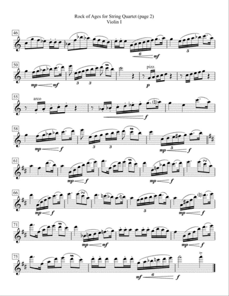 Rock of Ages for String Quartet String Quartet scores gallery preview page 2
