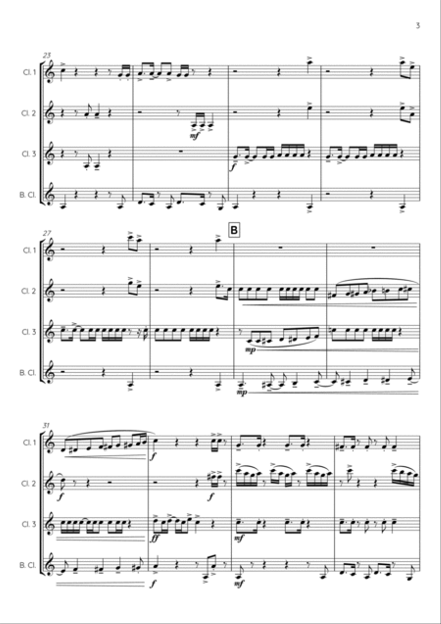 Uptown Funk Clarinet Quartet scores gallery preview page 5