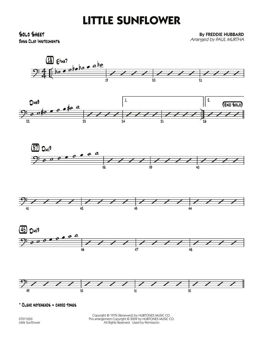 Little Sunflower - Bass Clef Solo Sheet Jazz Ensemble scores gallery preview page 1