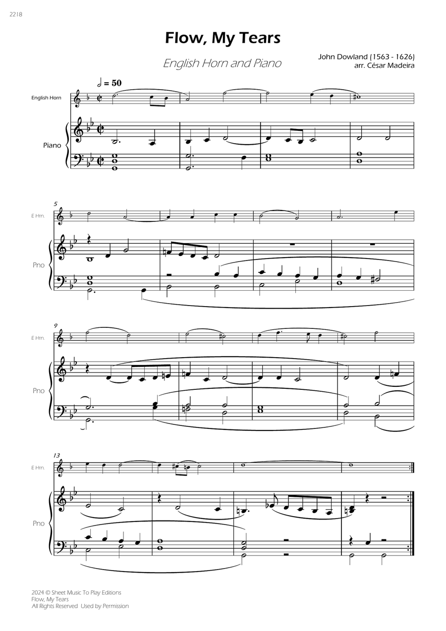 Flow My Tears - English Horn and Piano (Full Score and Parts) English Horn scores gallery preview page 3