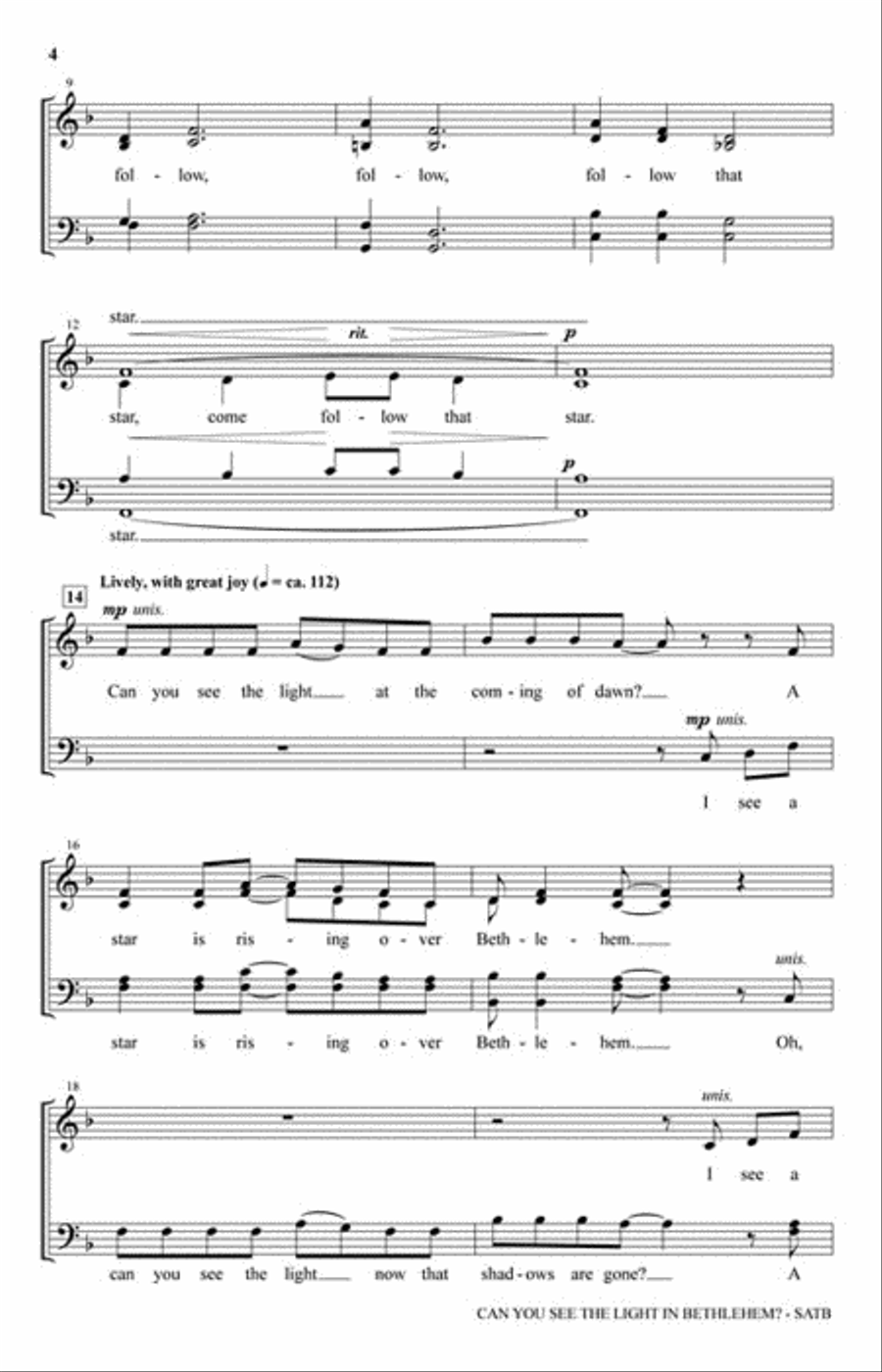 Can You See the Light in Bethlehem? 4-Part scores gallery preview page 3
