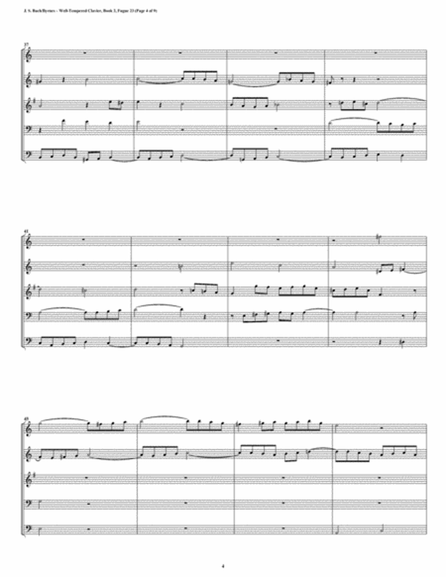 Fugue 23 from Well-Tempered Clavier, Book 2 (Double Reed Quintet) image number null