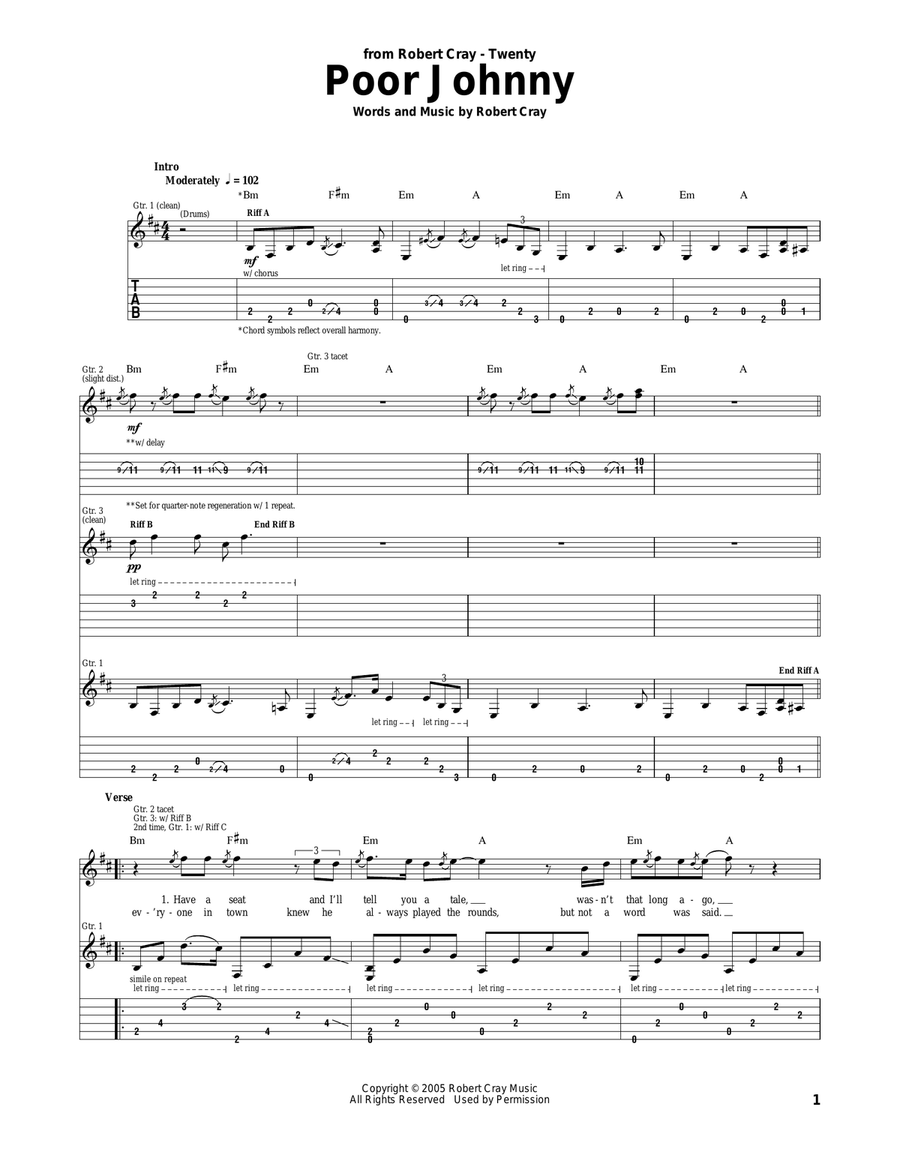 Poor Johnny Poor Johnny Acoustic Guitar scores gallery preview page 1