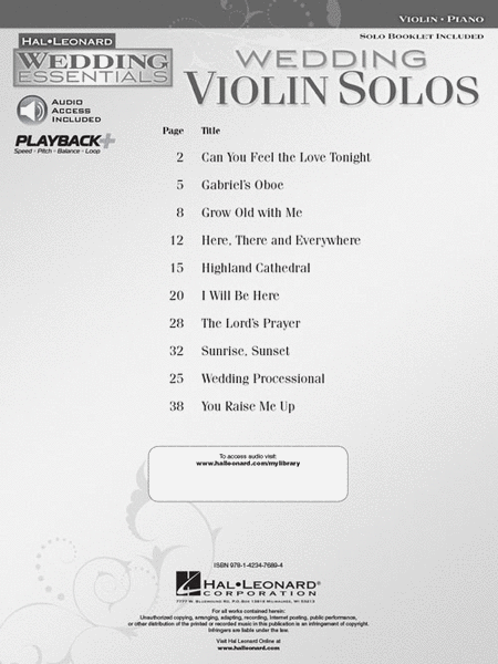 Wedding Violin Solos by Various Violin Solo - Sheet Music