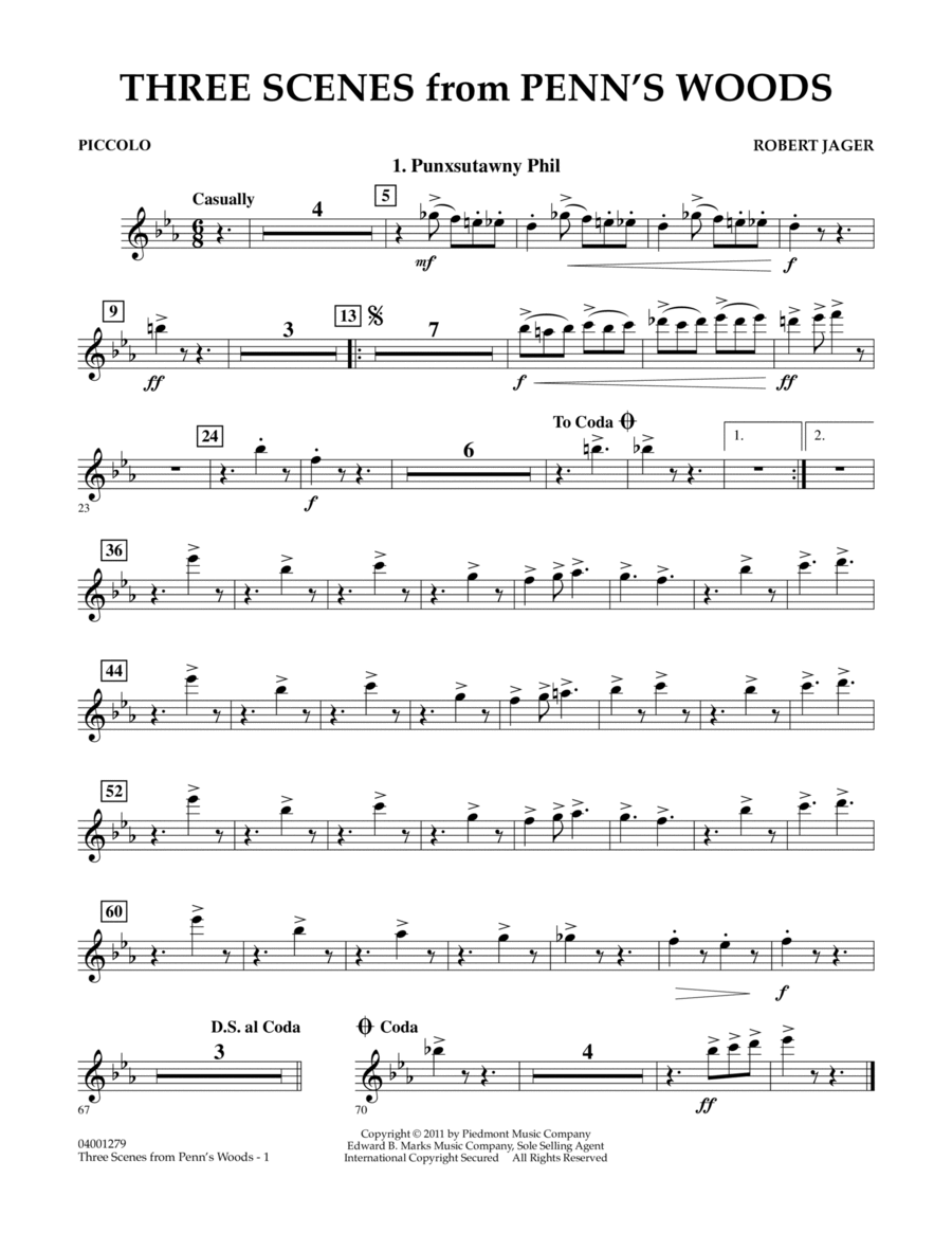 Three Scenes From Penn's Woods - Piccolo Concert Band scores gallery preview page 1