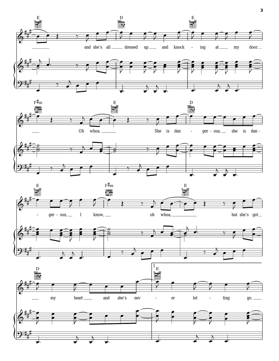Dangerous Piano, Vocal, Guitar scores gallery preview page 3