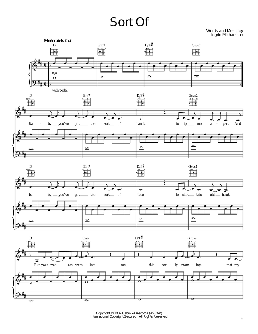 Sort Of Sort Of Piano, Vocal, Guitar scores gallery preview page 1