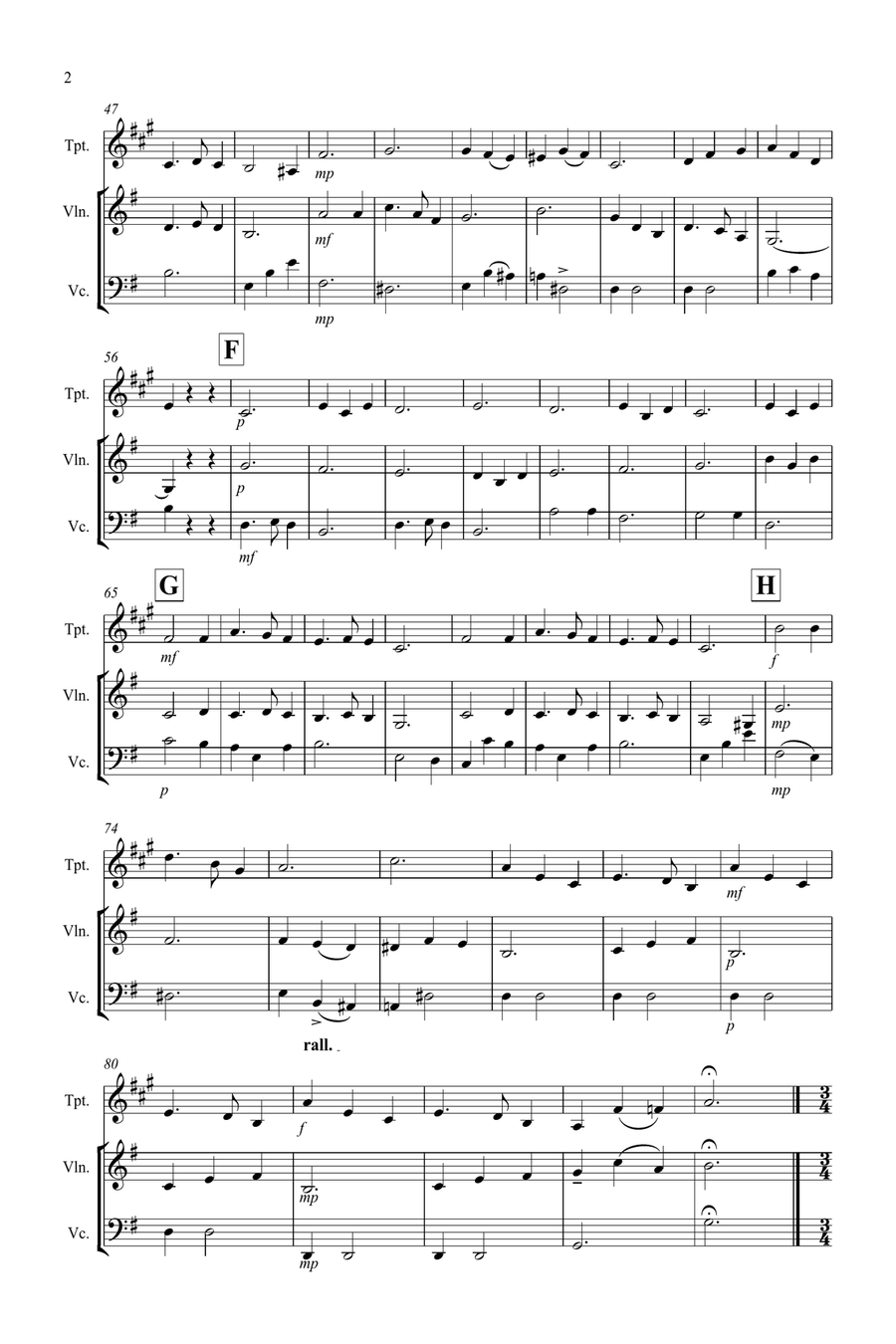 3 Christmas Favourites for Trumpet, Violin and Cello Trio Small Ensemble scores gallery preview page 2