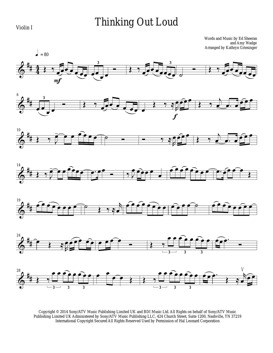 Thinking Out Loud String Quartet scores gallery preview page 1