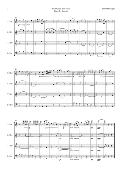 Intermezzo from Cavalleria Rusticana by Mascagni for Recorder Quartet image number null