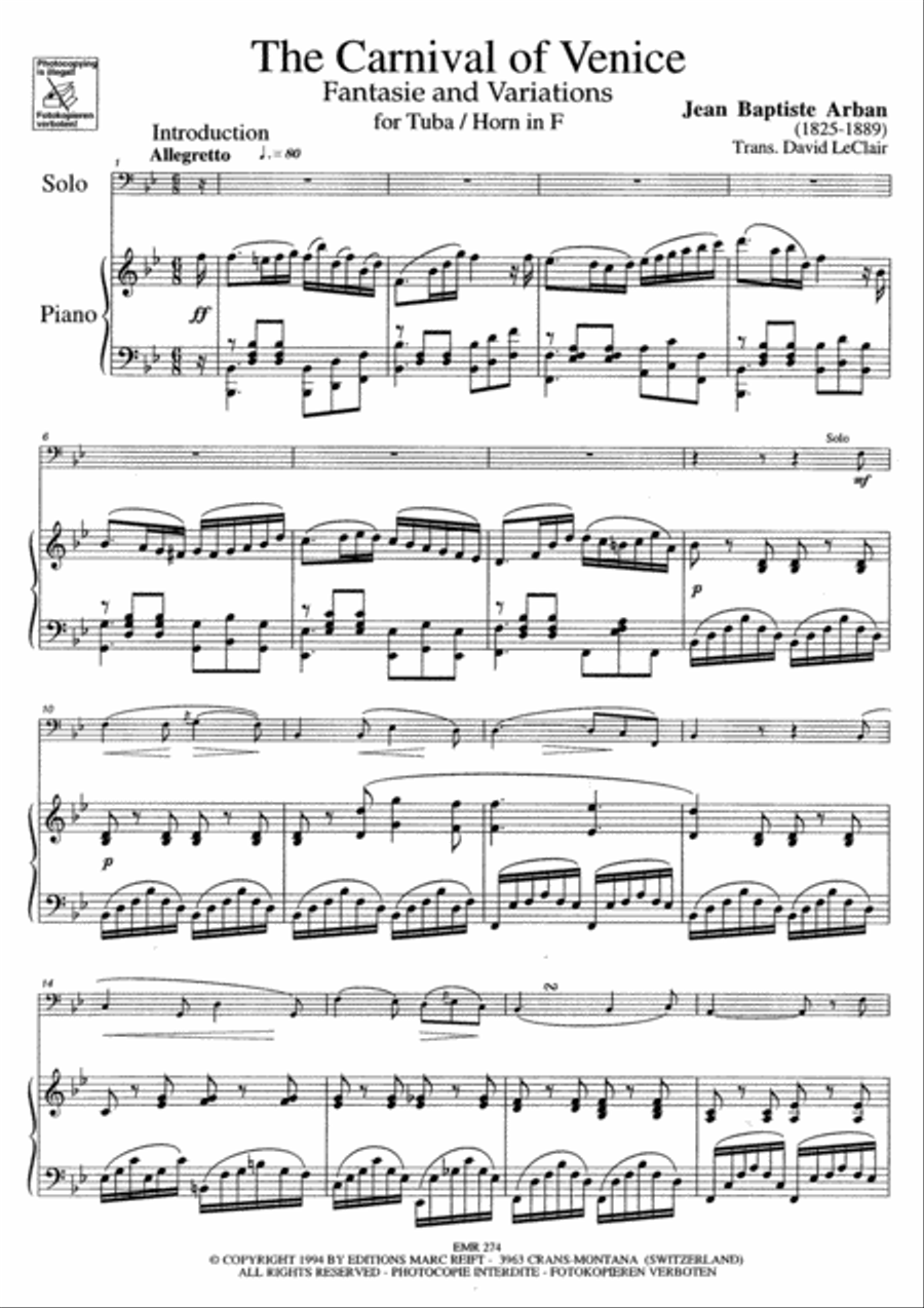 The Carnival of Venice Horn scores gallery preview page 3