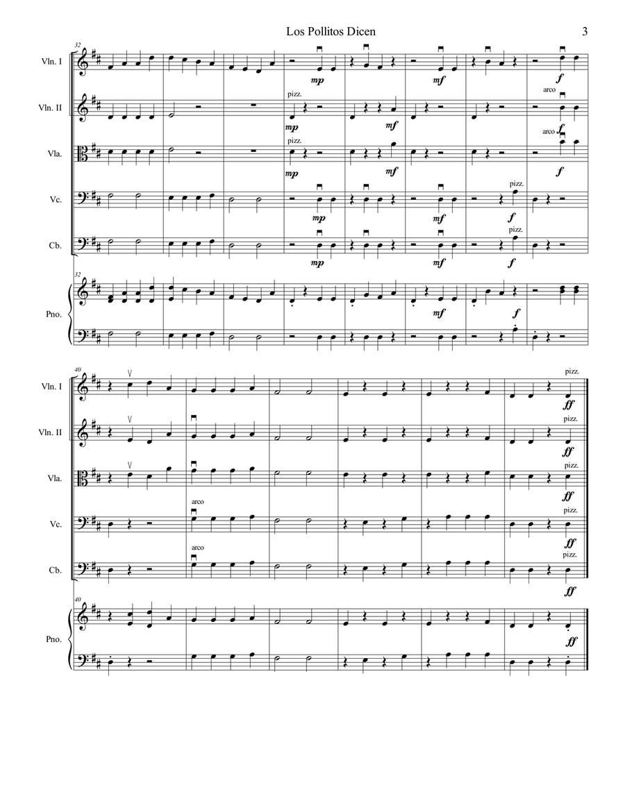 Los Pollitos Dicen (String Orchestra) String Orchestra scores gallery preview page 6