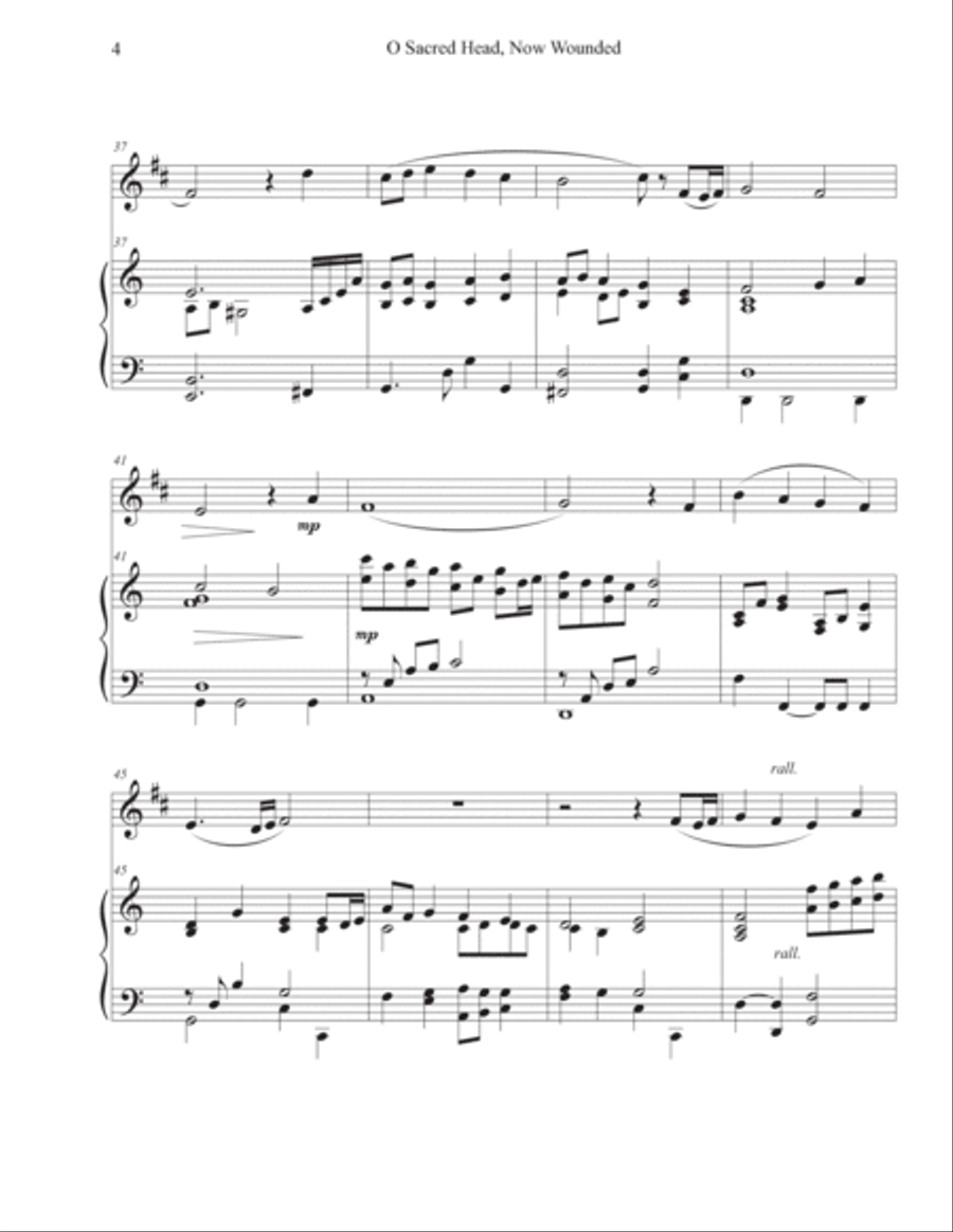 O Sacred Head, Now Wounded (Trumpet-Piano) Trumpet Solo scores gallery preview page 4