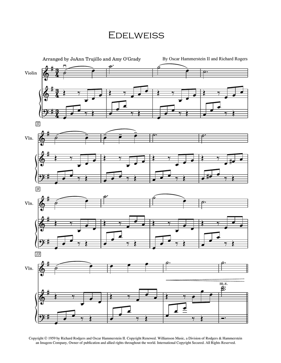 Edelweiss Edelweiss Violin Solo scores gallery preview page 2