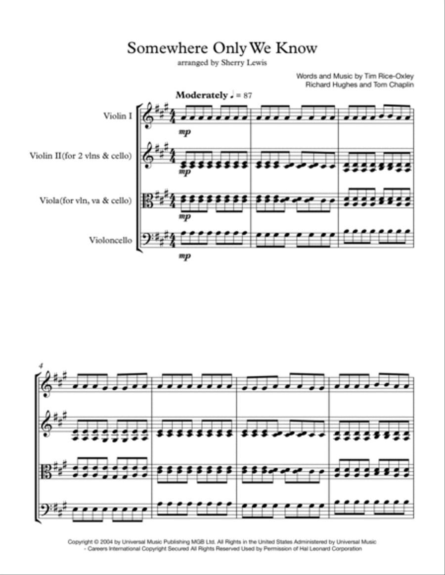 Somewhere Only We Know String Trio scores gallery preview page 4