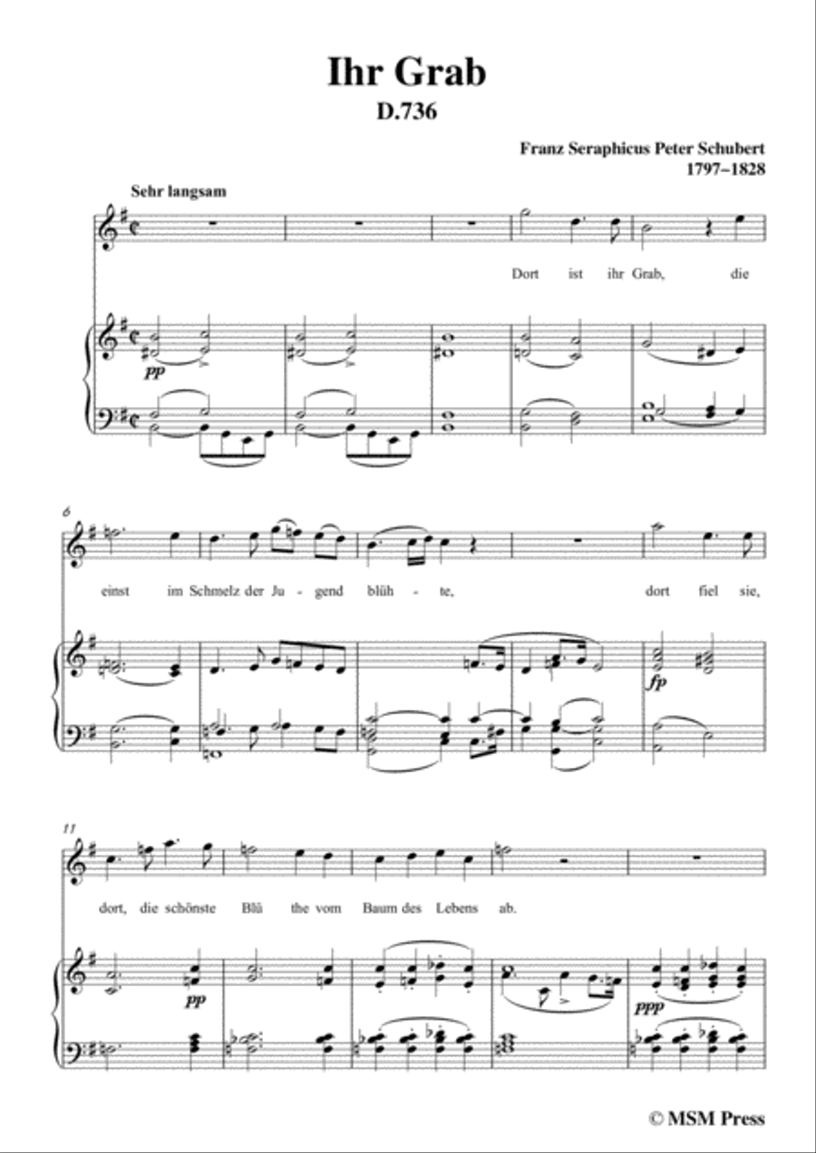 Schubert-Ihr Grab,in G Major,D.736,for Voice and Piano Voice Solo scores gallery preview page 3
