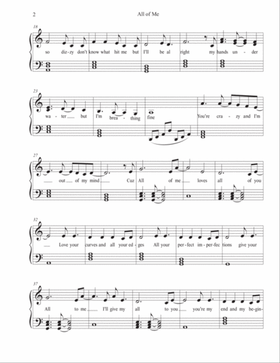 All Of Me Piano Solo scores gallery preview page 2