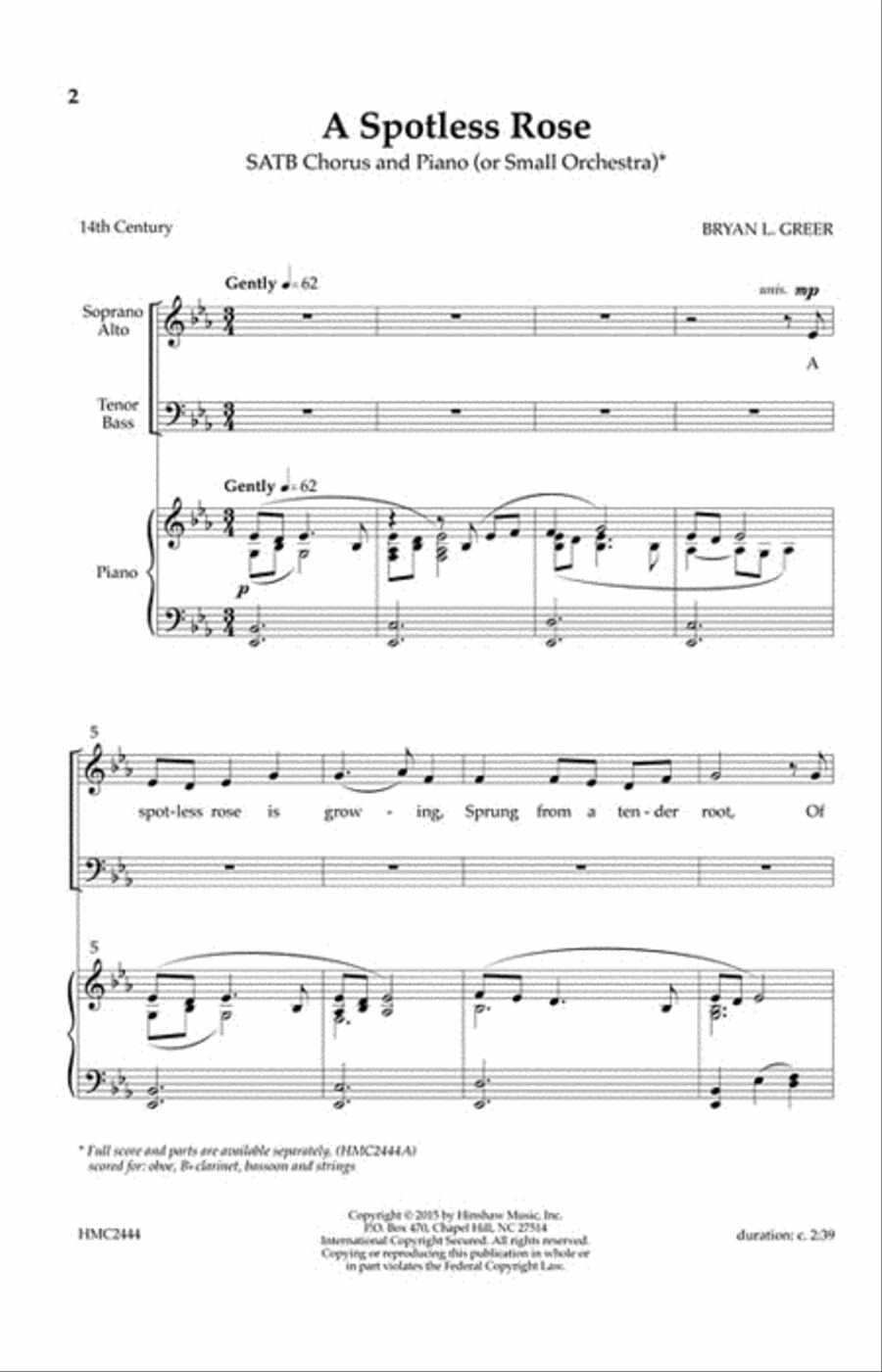 A Spotless Rose A Spotless Rose 4-Part scores gallery preview page 2