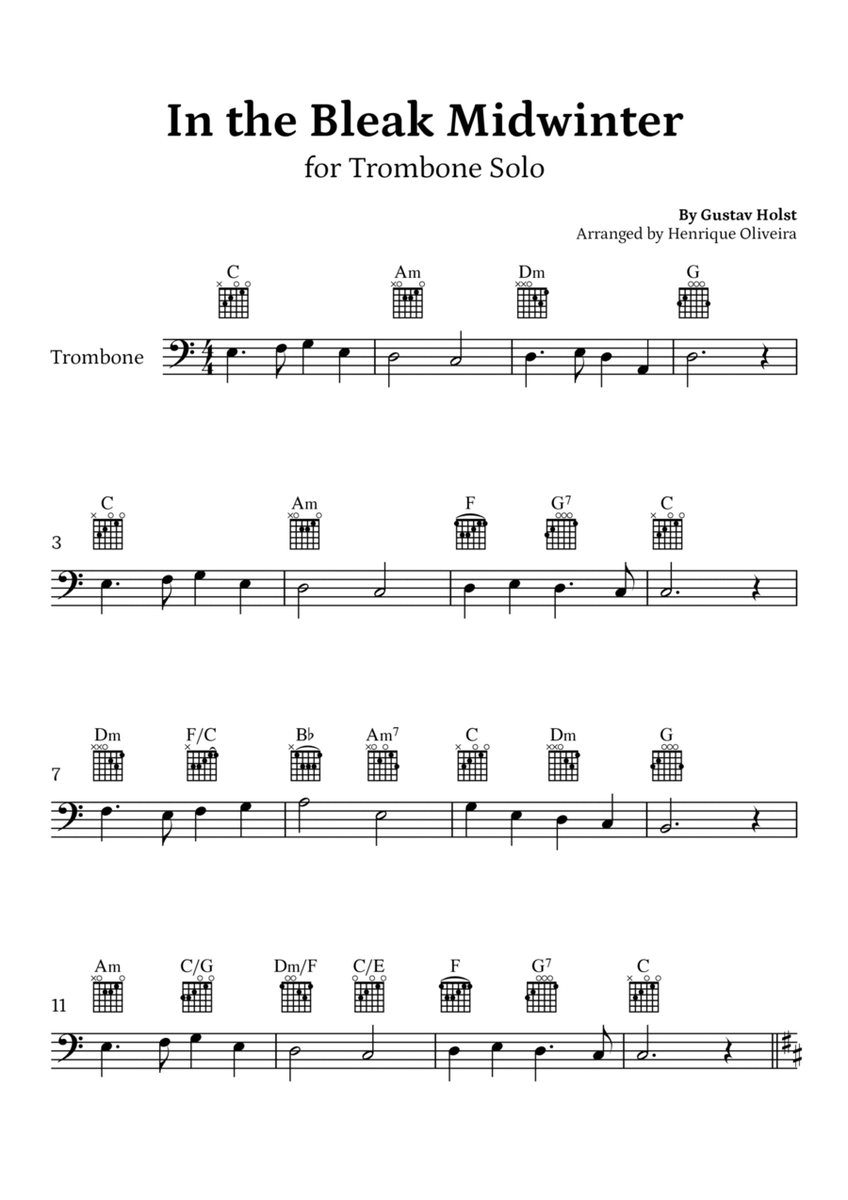 In the Bleak Midwinter (Trombone Solo) - Beginner Level image number null