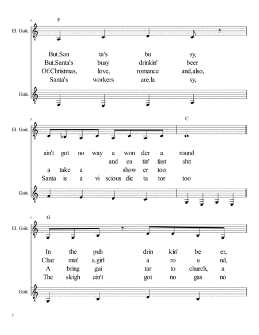 Santa Claus Rock and Roll Guitar Solo scores gallery preview page 2
