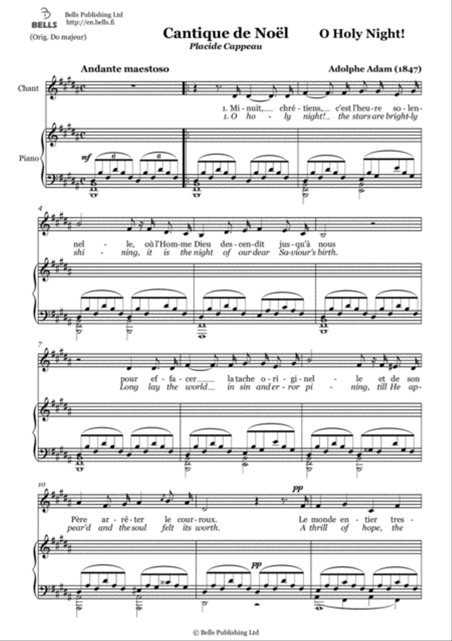 O Holy Night! (B Major) Voice Solo scores gallery preview page 1
