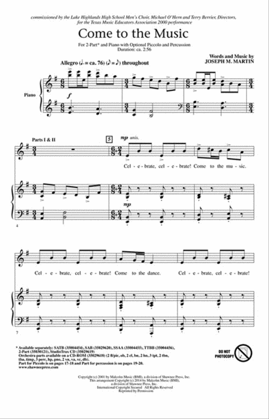 Come to the Music 2-Part scores gallery preview page 2