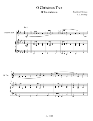 O Christmas Tree (O Tannenbaum) for Trumpet Solo with Piano Accompaniment
