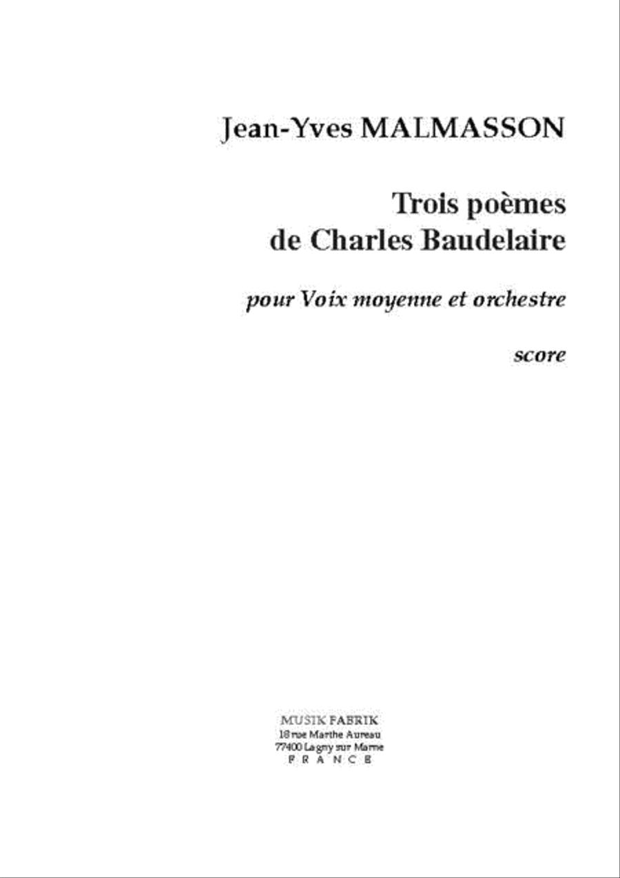 Trois Melodies sur des Poemes de Baudelaire Medium Voice scores gallery preview page 1