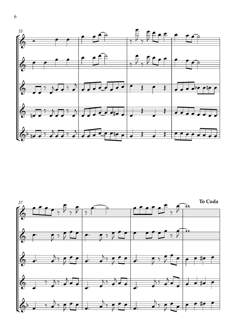 Rudolph The Red-nosed Reindeer Flute Quartet scores gallery preview page 6