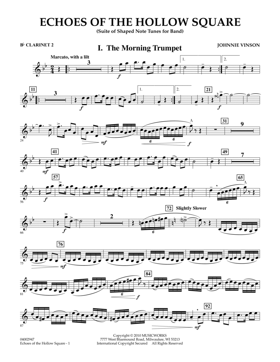 Echoes Of The Hollow Square - Bb Clarinet 2 Concert Band scores gallery preview page 1