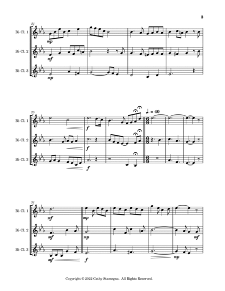 I’ll Take You Home Again, Kathleen (Bb Clarinet Trio) Clarinet Trio scores gallery preview page 4