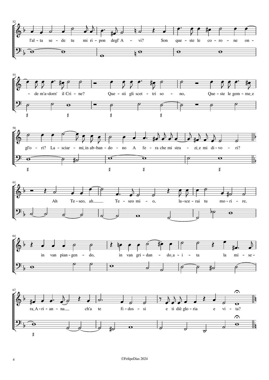 Lamento d'Arianna a voce sola: Lasciatemi morire Voice Solo scores gallery preview page 4