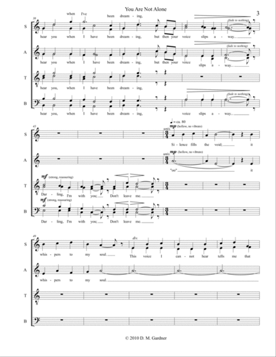 You Are Not Alone (SATB divisi) Divisi scores gallery preview page 4
