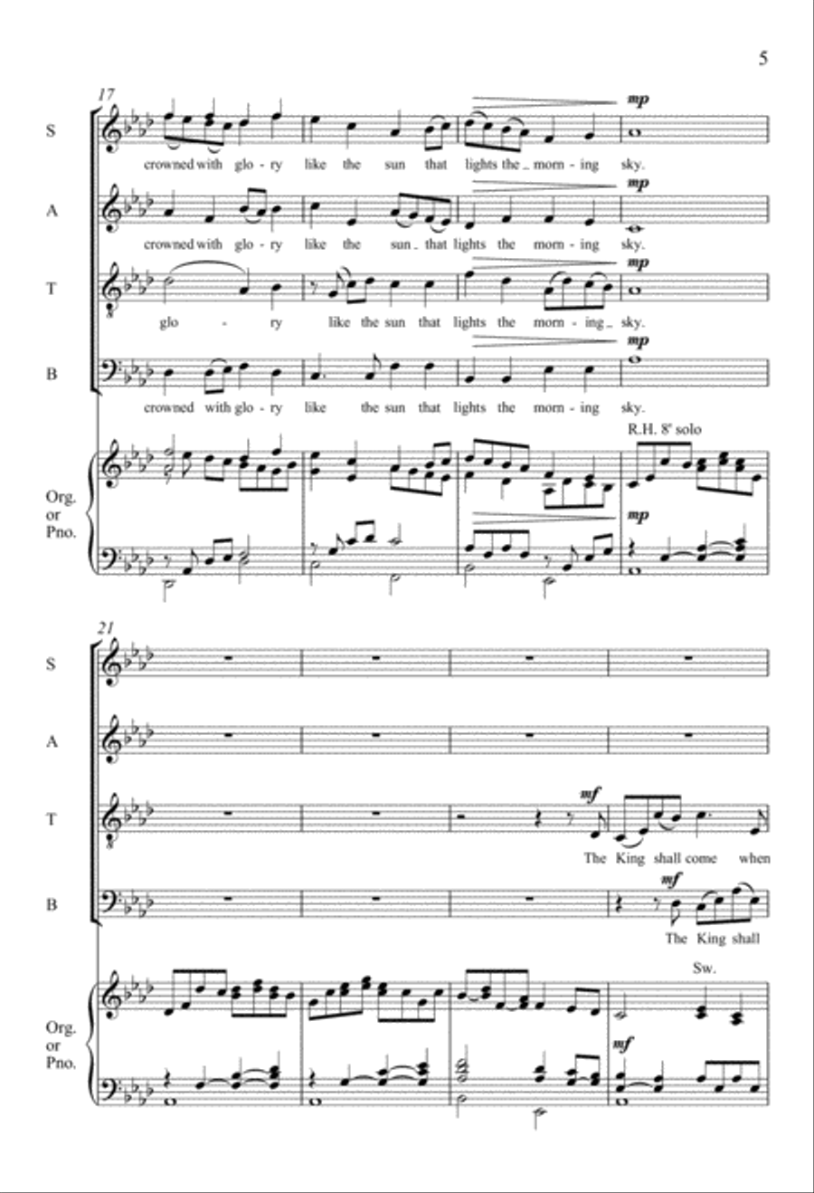 The King Shall Come When Morning Dawns 4-Part scores gallery preview page 5