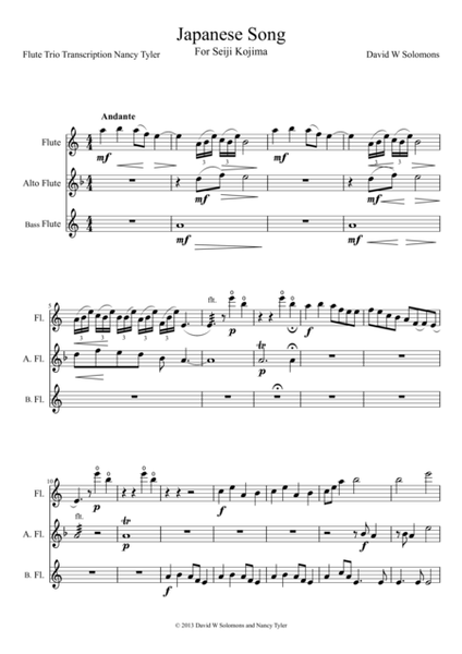 Japanese Song for flute trio (standard, alto and bass flutes) image number null