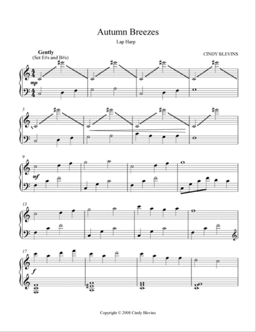 Autumn Breezes, original solo for Lap Harp Lap Harp scores gallery preview page 2