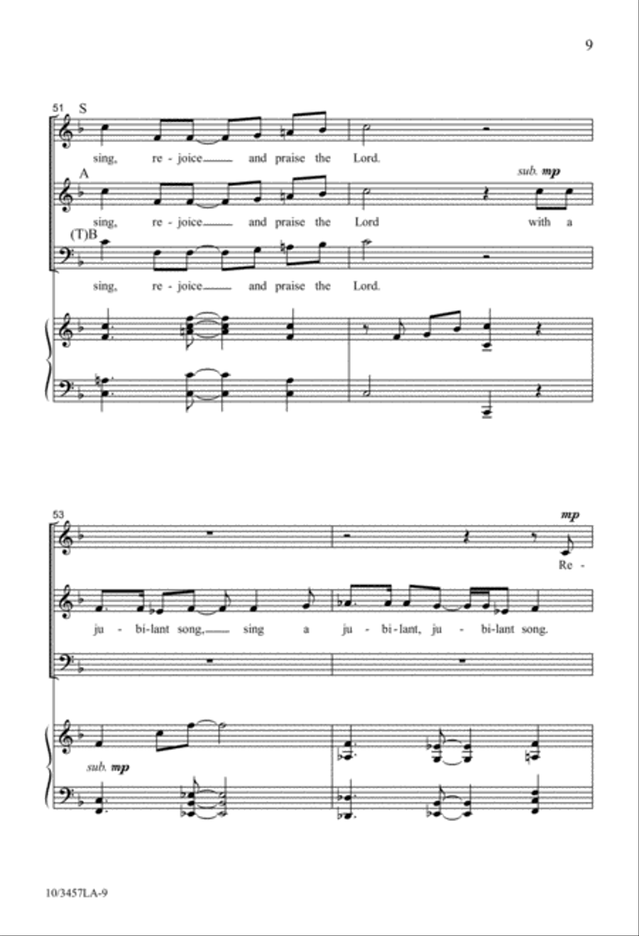 Praise the Lord with Jubilant Song 4-Part scores gallery preview page 9