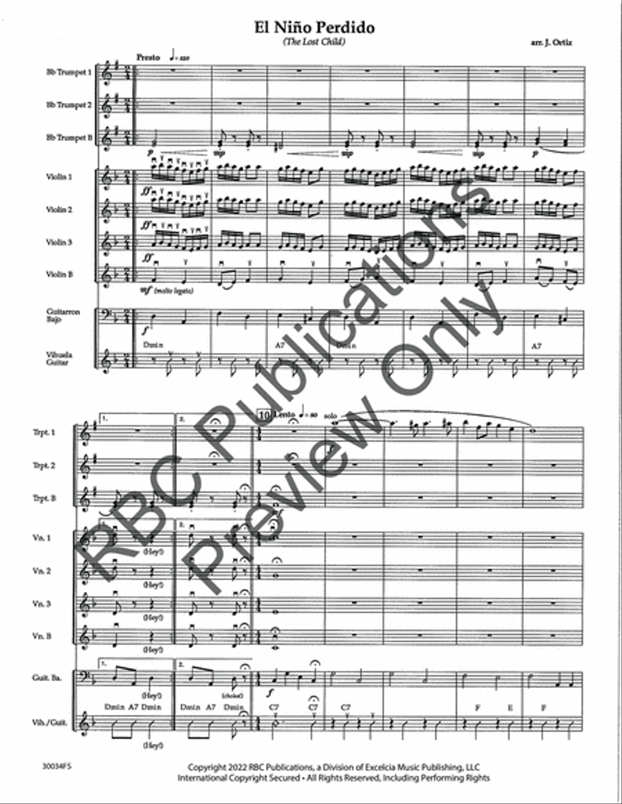 El Nino Perdido Mariachi Band (Score) B-Flat Trumpet scores gallery preview page 3