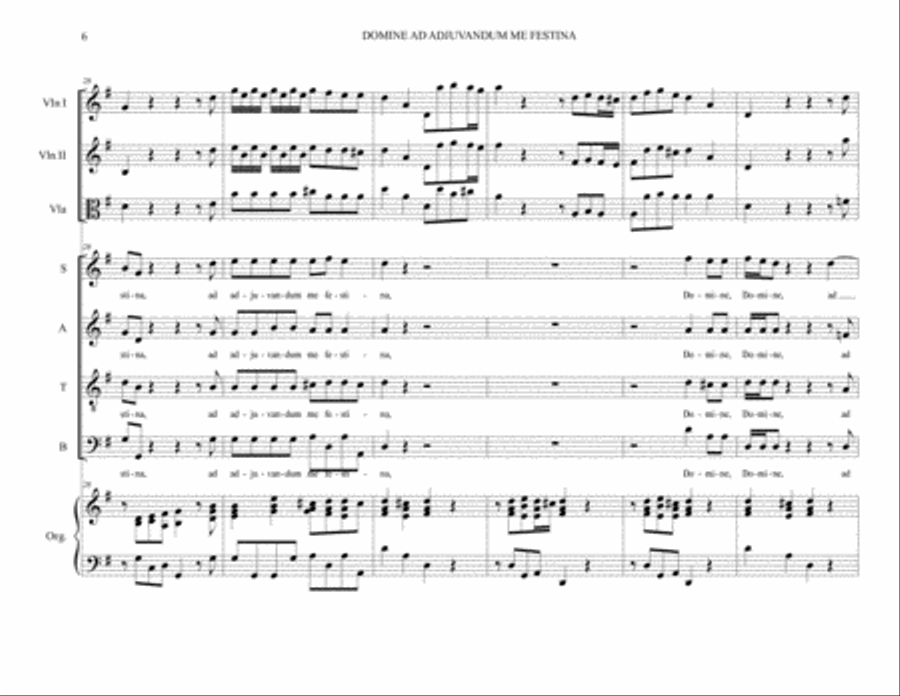 DOMINE AD ADJUVANDUM ME FESTINA - RV 593 - Arr. for Trio String, SATB Choir and Organ 4-Part scores gallery preview page 6