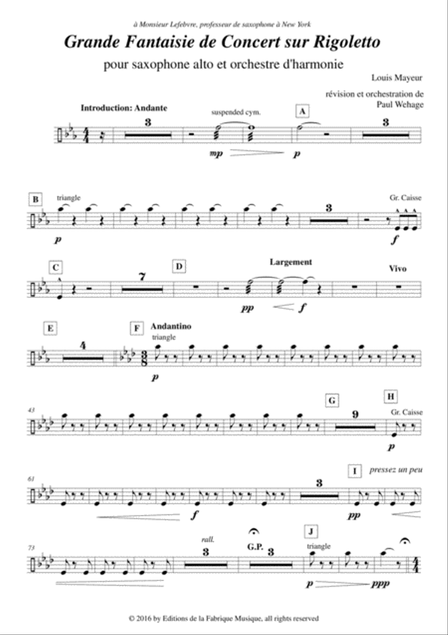 Louis Mayeur: Grande Fantaisie de Concert sur Rigoletto (de Verdi) for alto saxophone and concert b Concert Band scores gallery preview page 2