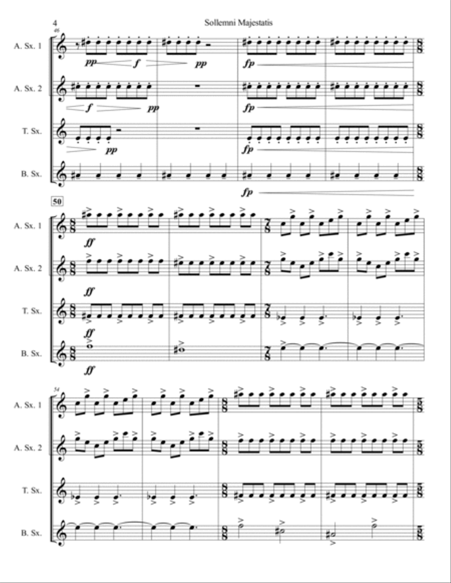 Sollemni Majestatis - Saxophone Quartet no. 1 Saxophone Quartet scores gallery preview page 5