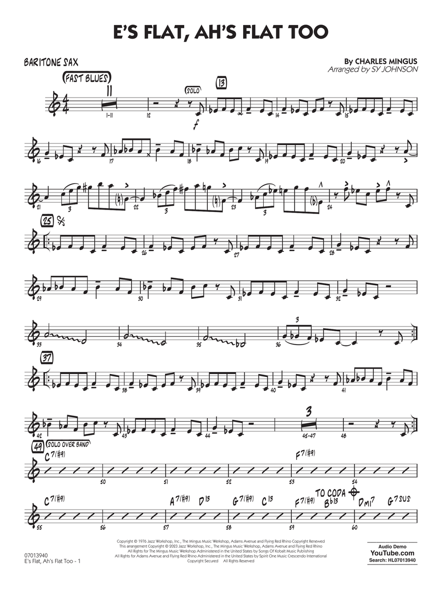 E's Flat, Ah's Flat Too (arr. Sy Johnson) - Baritone Sax