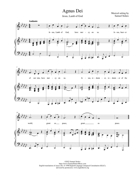 Agnus Dei (Jesus, Lamb of God) - for unison choir and piano image number null