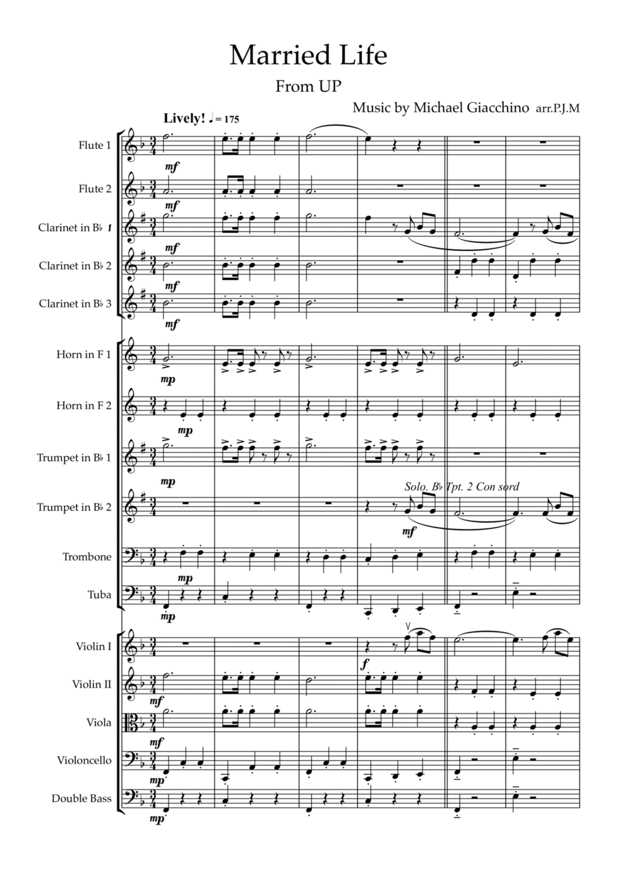 Married Life Full Orchestra scores gallery preview page 1