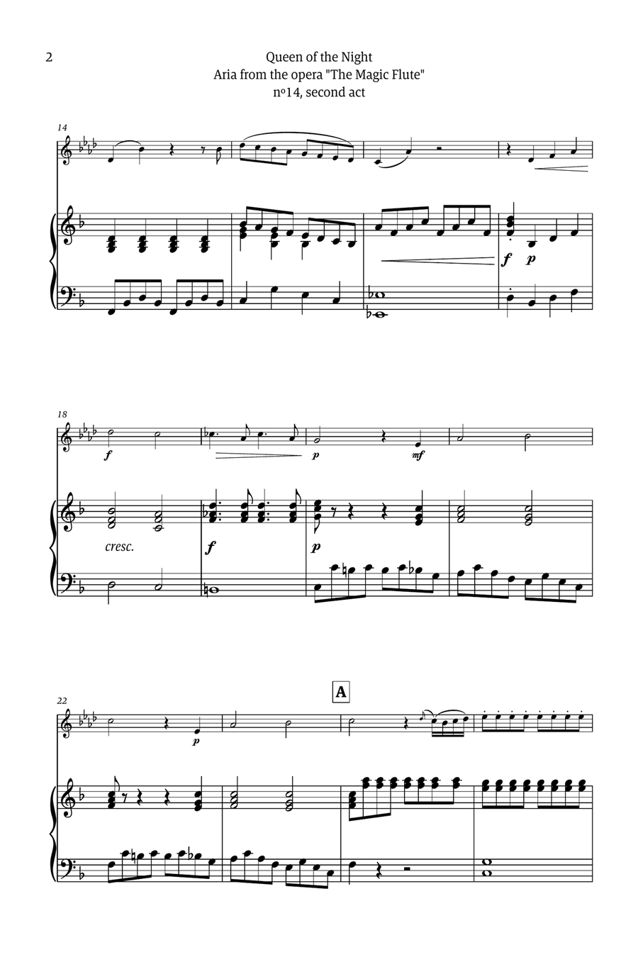 Queen of the Night - for solo clarinet in A (with piano) Chamber Music scores gallery preview page 2